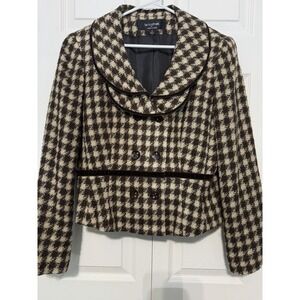 Signature by Larry Levin‎ Women's Crop Blazer Brown Tweed Size 8